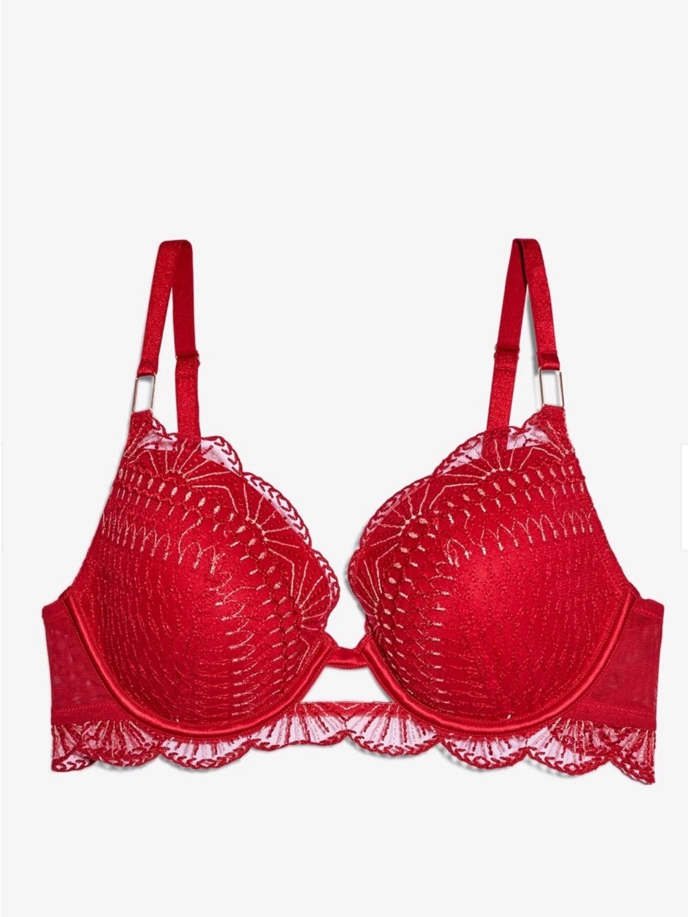 Etam Rosace No. 5 Underwire Plunge Red Lace Push-Up Bra - 38 E NWT NEW